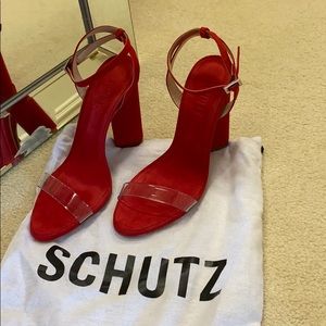 Schutz Red Suede Heels